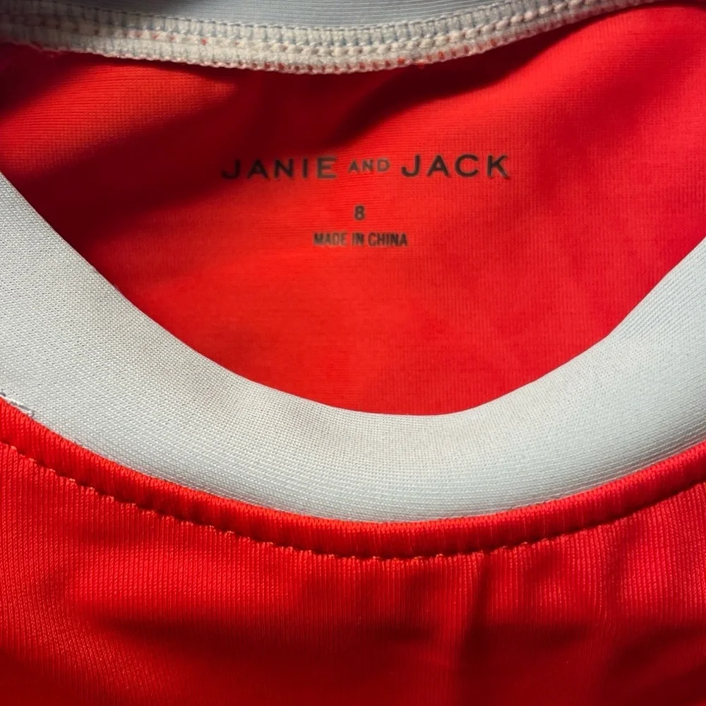 Janie and Jack Orange Long-Sleeve Rashguard with Light Blue Shark